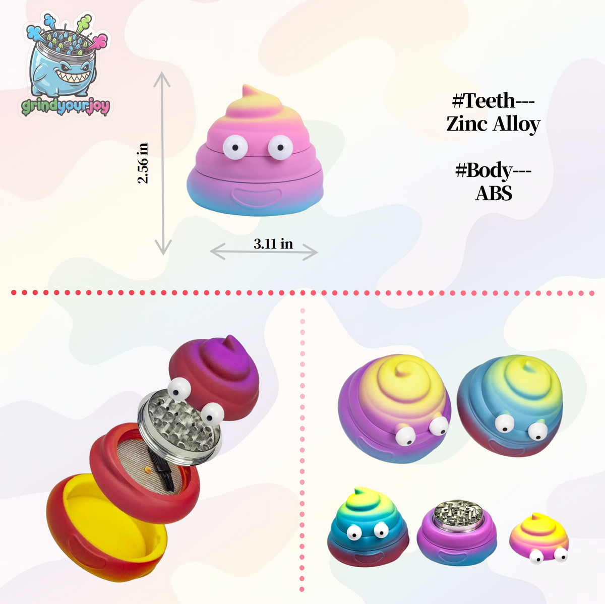 Rainbow Poop Emoji Grinder