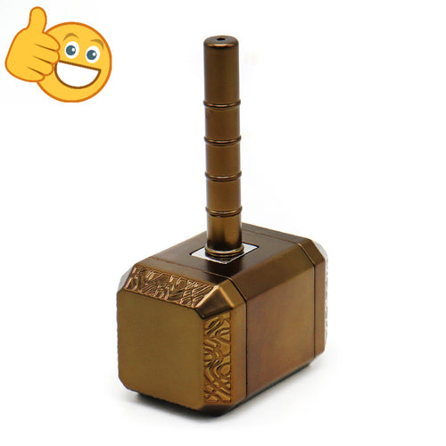 Creative Thunder Hammer Smoker with Four Layer Zinc Alloy Material Pipe 2-in-1 Metal Flavor Grinder