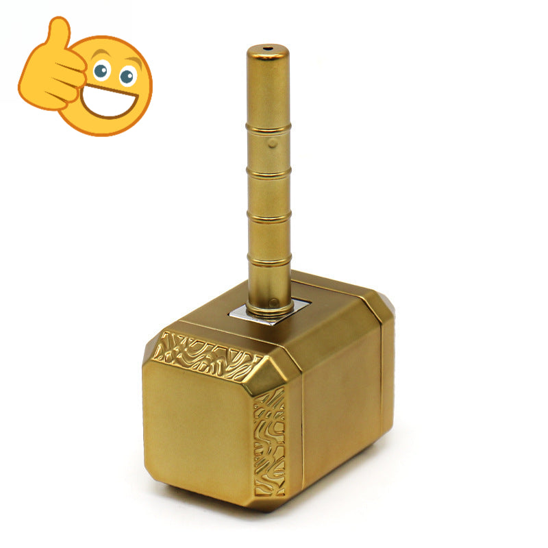 Creative Thunder Hammer Smoker with Four Layer Zinc Alloy Material Pipe 2-in-1 Metal Flavor Grinder