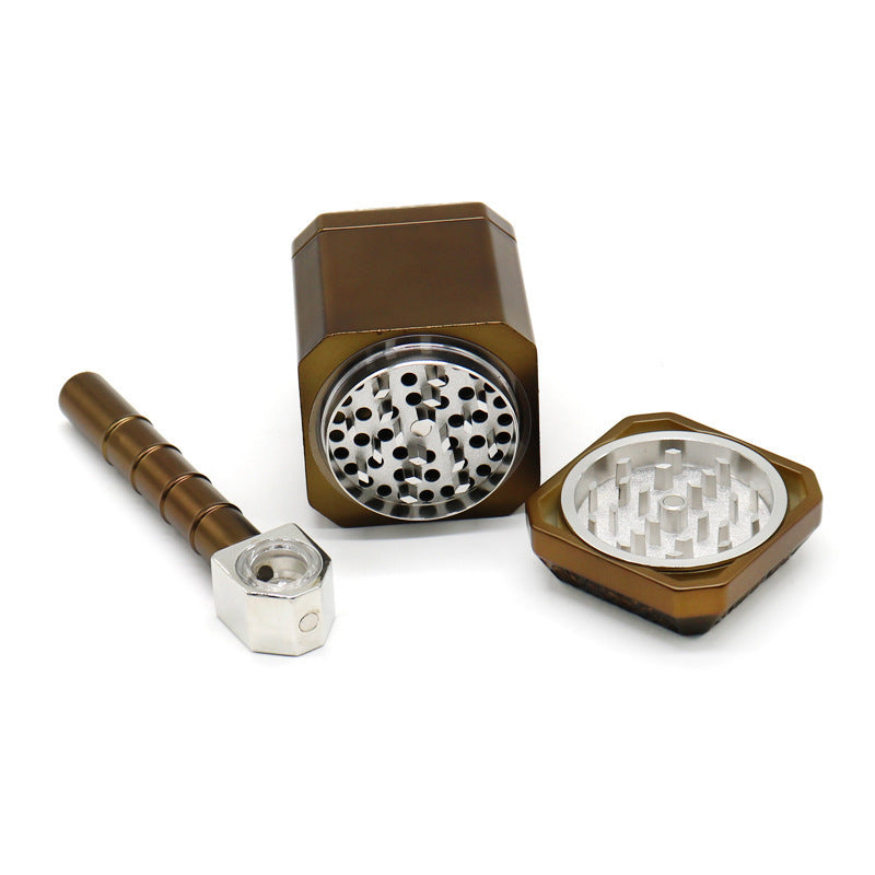 Creative Thunder Hammer Smoker with Four Layer Zinc Alloy Material Pipe 2-in-1 Metal Flavor Grinder
