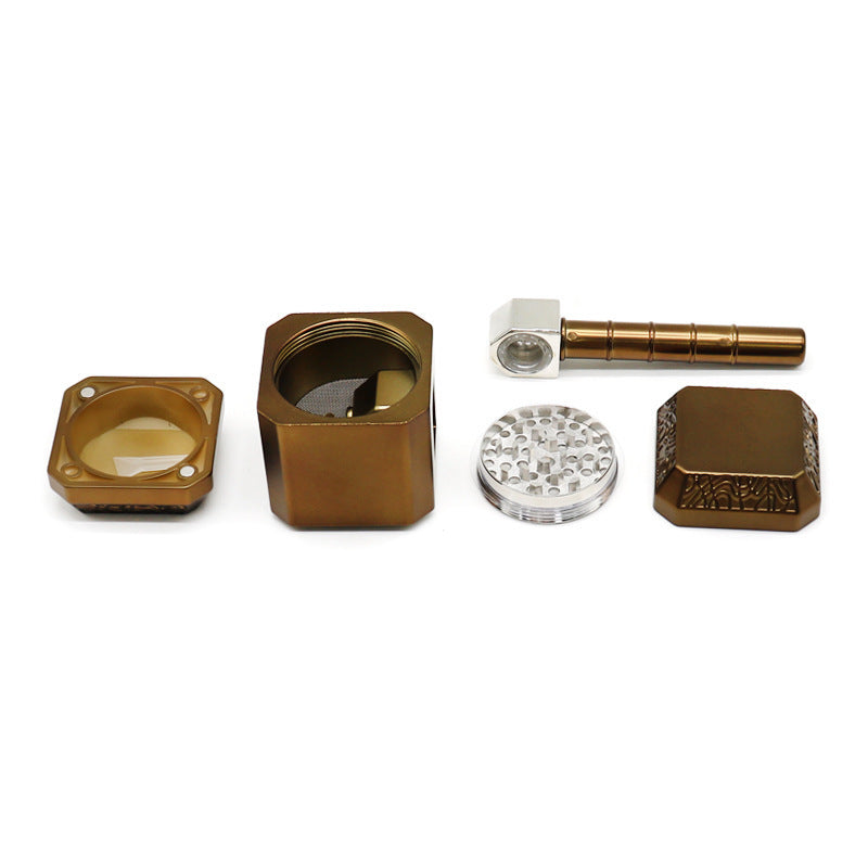 Creative Thunder Hammer Smoker with Four Layer Zinc Alloy Material Pipe 2-in-1 Metal Flavor Grinder