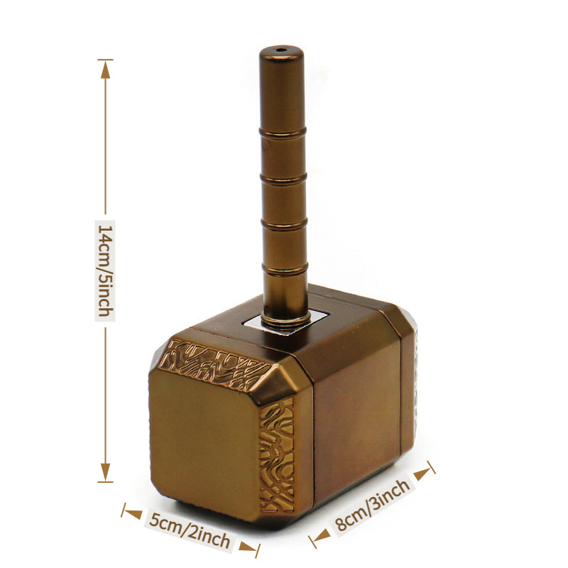 Creative Thunder Hammer Smoker with Four Layer Zinc Alloy Material Pipe 2-in-1 Metal Flavor Grinder