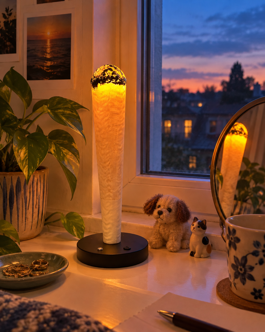 J Lamp in a home setting