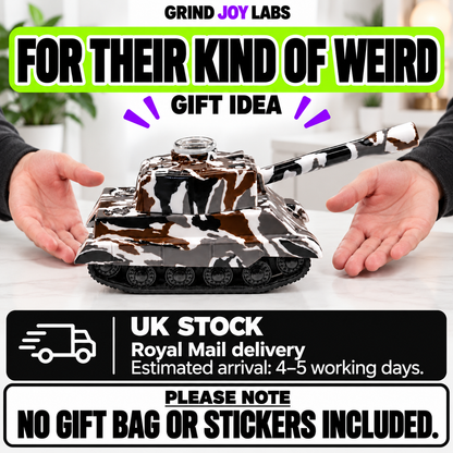 Grind Joy Labs UK Tank adult gift idea. Royal Mail estimated delivery 4–5 working days. No gift bag or stickers included.